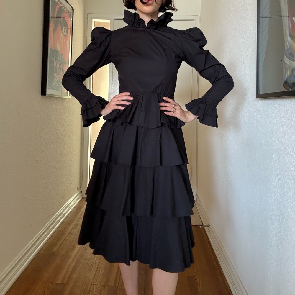 Batsheva Black Ruffled Dress